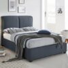 Oakland Fabric Double Bed In Dark Grey With Dark Oak Legs