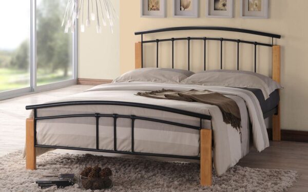 Time Living Tetras Metal Bed Frame, Small Double, Black & Beech