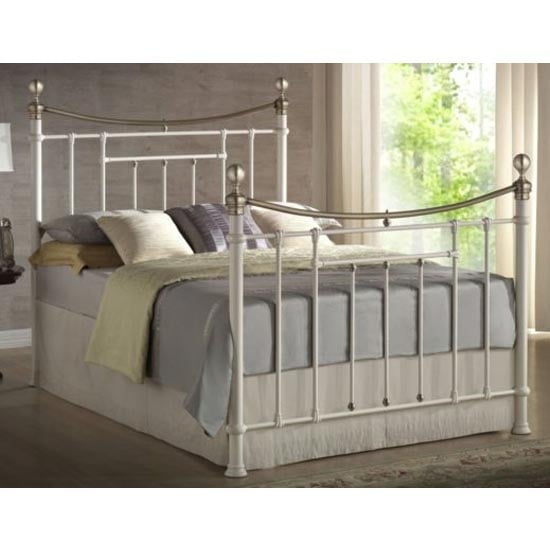 Brunt Metal Double Bed In Cream