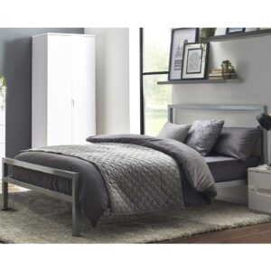 Sarnia Metal Double Bed In Silver