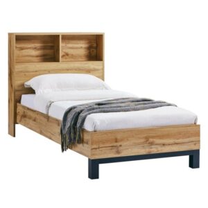 Baara Wooden Single Bed With Bookcase Headboard In Oak