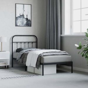 Carmel Metal Single Bed With Headboard In Black