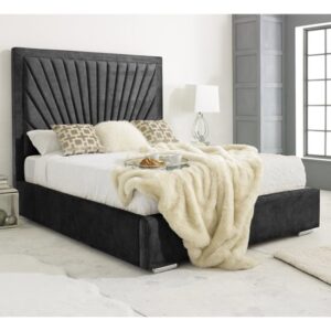 Darwin Plush Velvet Double Bed In Black