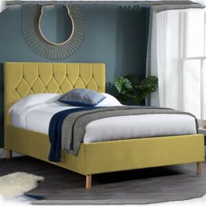 Laxly Fabric Ottoman Small Double Bed In Mustard