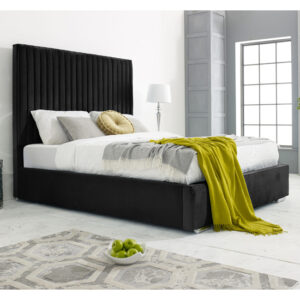 Medan Plush Velvet King Size Bed In Black