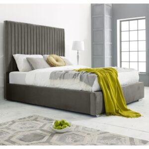 Medan Plush Velvet King Size Bed In Grey