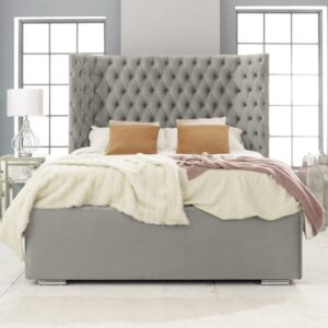 Prague Plush Velvet Double Bed In Grey