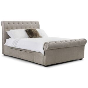 Rahela Fabric Double Bed With 2 Drawers In Mink