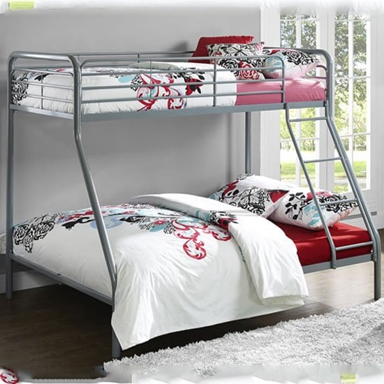 Streatham Metal Single Over Double Bunk Bed In Silver Grey