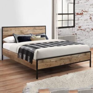 Urbana Wooden Small Double Bed In Rustic