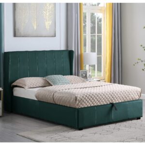 Ashburton Velvet Storage Ottoman Double Bed In Green