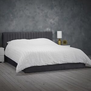 Barlyn Velvet King Size Bed In Silver