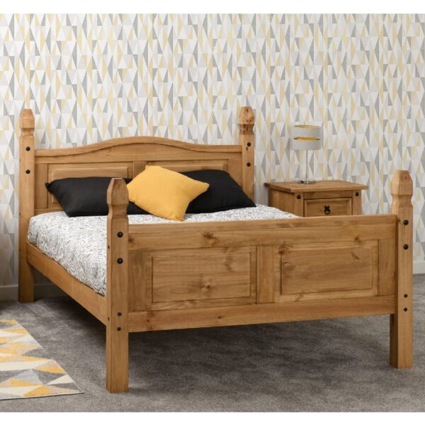 Central Wooden High Foot King Size Bed In Oak