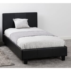 Prenon Faux Leather Single Bed In Black