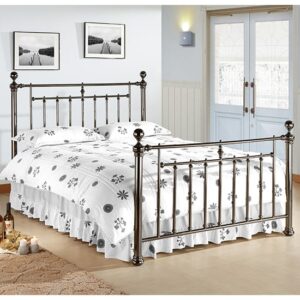 Alexander Black Metal Double Bed With Nickel Finials