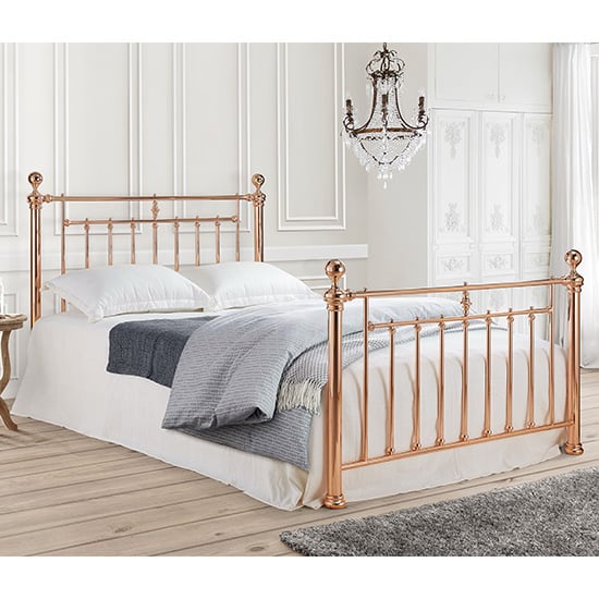 Alexander Metal Double Bed In Rose Gold