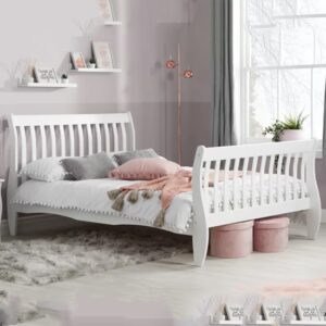 Balford Pine Wood Small Double Bed In White