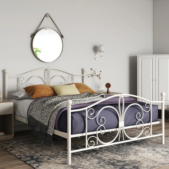 Beeville Metal Double Bed In White