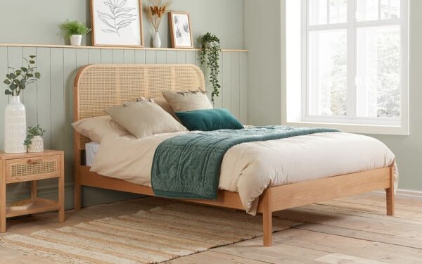 Birlea Margot Rattan Bed Frame, Double, Oak