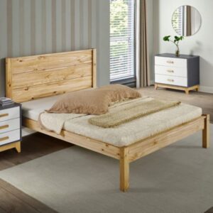 Brela Wooden King Size Bed In Waxed Pine