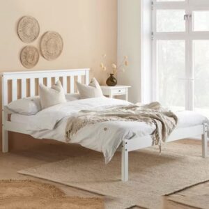 Danvers Wooden Low End Double Bed In White