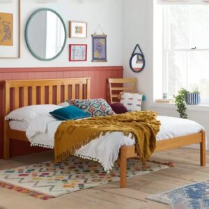 Danvers Wooden Low End Small Double Bed In Antique Pine