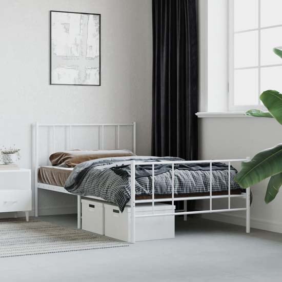 Devlin Metal Single Bed In White