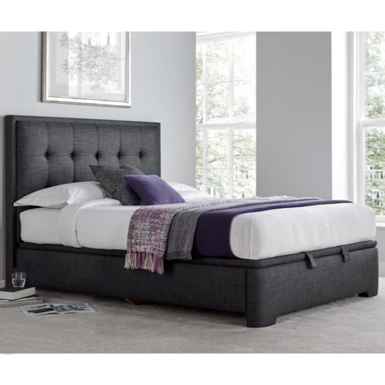 Felton Pendle Fabric Ottoman King Size Bed In Slate