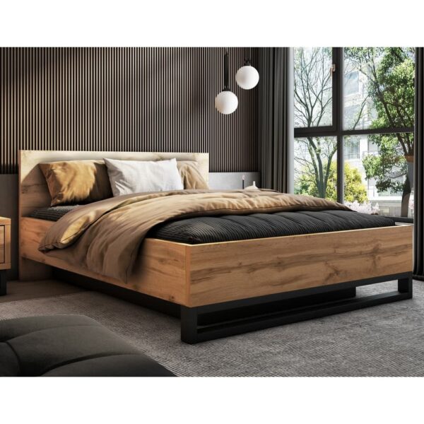 Hamburg Wooden Storage Ottoman King Size Bed In Wotan Oak