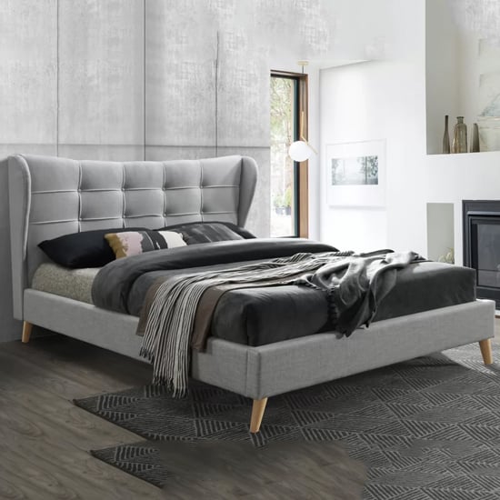 Harpers Fabric Double Bed In Dove Grey