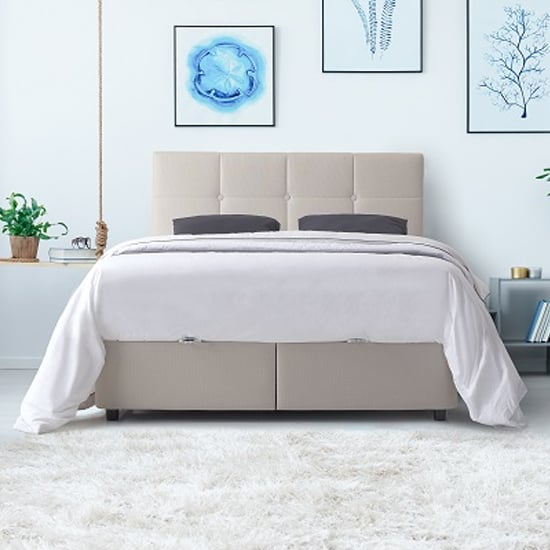 Hazel Fabric Ottoman Storage Single Bed In Linen