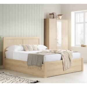 Helena Ottoman Wooden King Size Bed In Oak