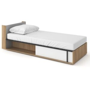 Indio Kids Wooden Storage Single Bed And Mattress In Matt White