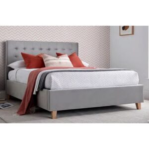 Kotor Velvet Ottoman Small Double Bed In Grey