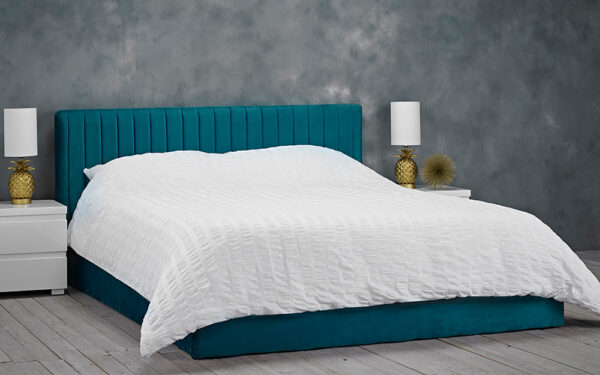 LPD Berlin Velvet Ottoman Bed Frame, Double, Teal