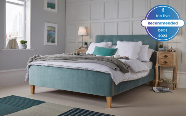 LPD Pierre Velvet Bed Frame, Double, Aqua