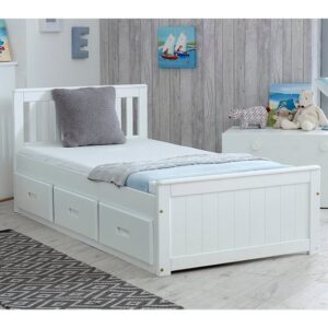 Mission Storage Single Bed In White With 3 Drawers