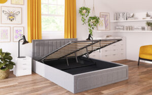 Novo Lottie Fabric Ottoman Bed Frame, King Size, Grey