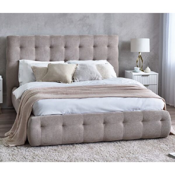 Orono Fabric Double Bed In Light Taupe