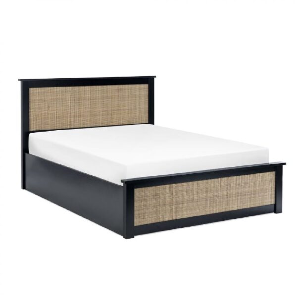 Pabla Wooden Storage Ottoman King Size Bed In Black