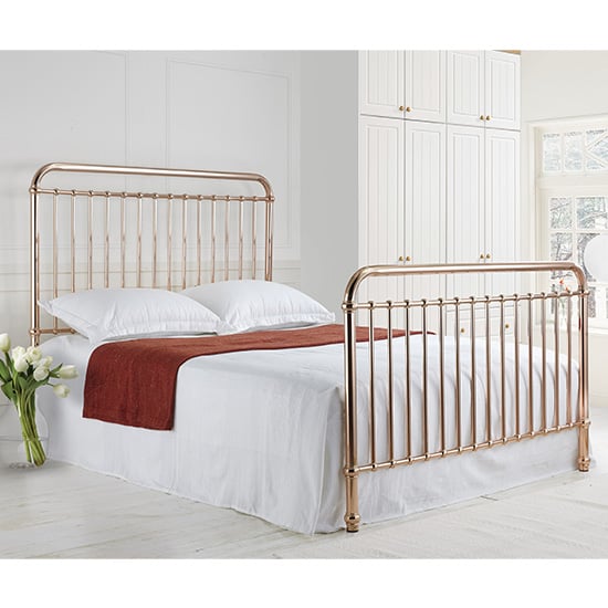 Rose Classic Metal King Size Bed In Rose Gold