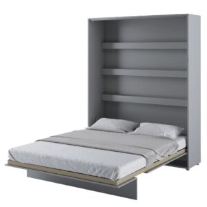 Vashon Vertical Wall Wooden Super King Size Bed In Matt Grey