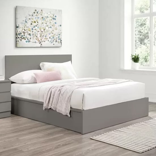 Oakley Ottoman Wooden King Bed In Grey